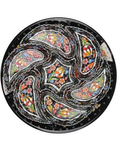 Black ceramic appetizer set with flowers