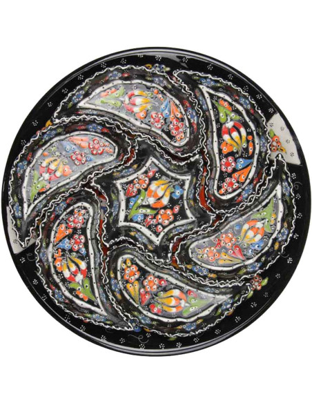Black ceramic appetizer set with flowers