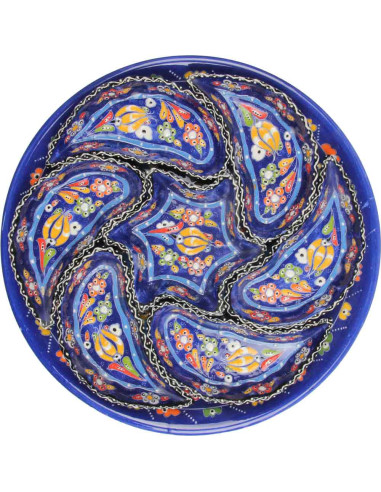 Royal blue ceramic appetizer set with flowers