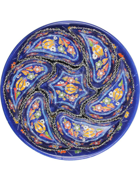 Royal blue ceramic appetizer set with flowers