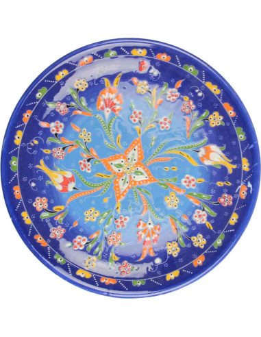 Royal blue ceramic appetizer set with flowers