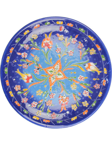 Royal blue ceramic appetizer set with flowers