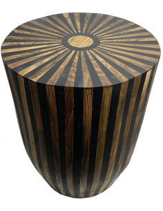 Round Walnut and Resin Side Table