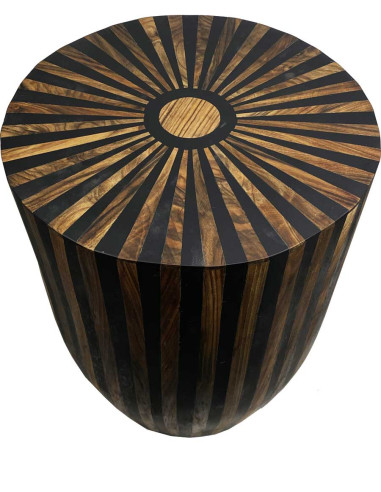 Table d'appoint ronde en noyer et résine