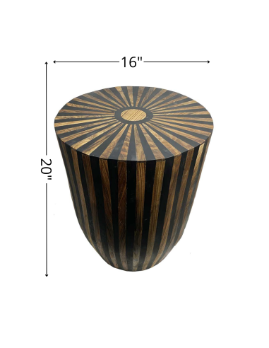 Table d'appoint ronde en noyer et résine