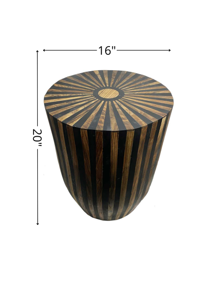 Table d'appoint ronde en noyer et résine