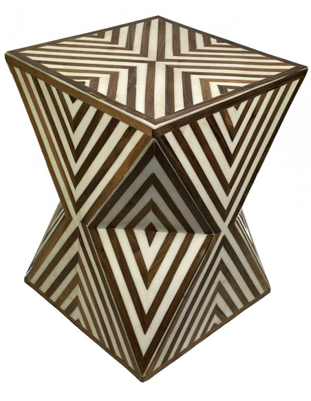 Black and White Hourglass Side Table