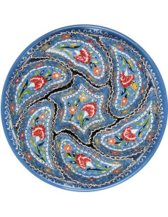 Service apéritif en céramique bleu ciel à fleurs