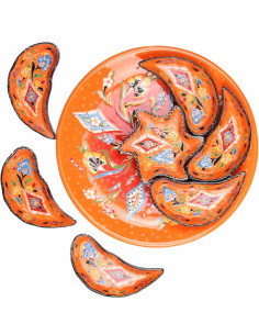 Orange ceramic appetizer set with flowers 2
