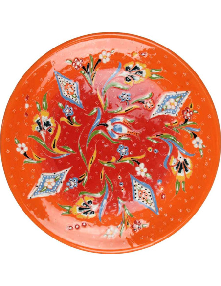Orange ceramic appetizer set with flowers