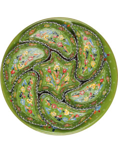 Lime green ceramic appetizer set with flowers