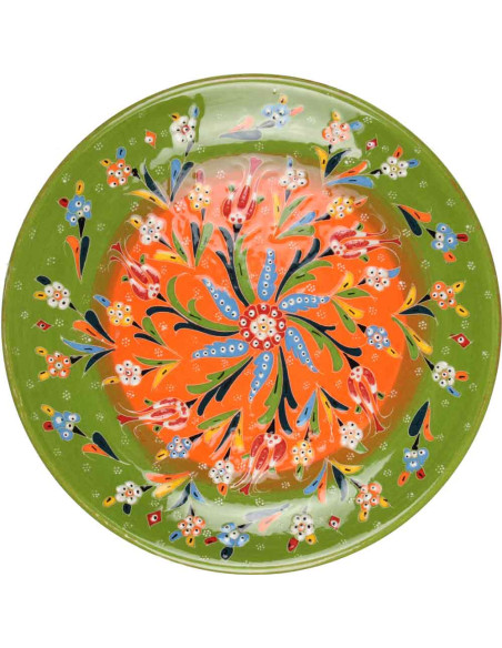 Lime green ceramic appetizer set with flowers
