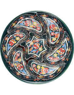 Dark green ceramic appetizer set with flowers
