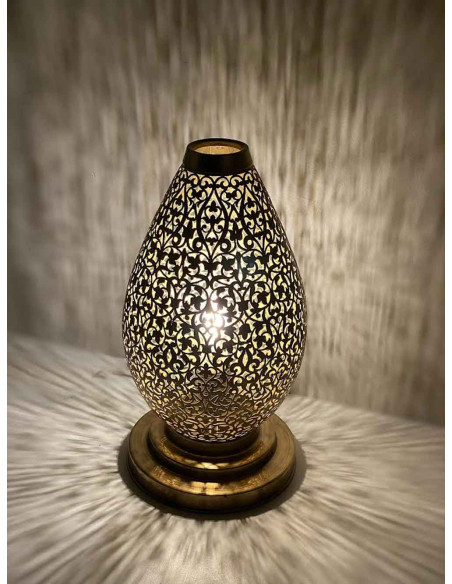 Lampe de table marocaine en cuivre doré, œuf TM
