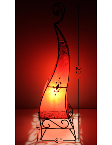 Moroccan twisted henna-painted leather lamp,...