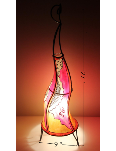Lampe torsadée marocaine en cuir peint au...