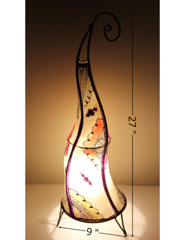 Lampe torsadée marocaine en cuir peint au...