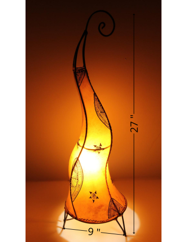 Moroccan twisted henna-painted leather lamp,...