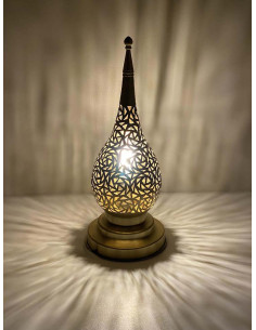 Moroccan Gold Copper Teardrop Table Lamp PT, 13.5 in