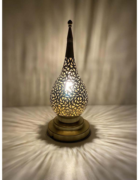 Moroccan Gold Copper Teardrop Table Lamp PT, 13.5 in