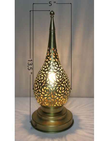 Moroccan Gold Copper Teardrop Table Lamp PT, 13.5 in