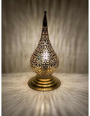 Lampe de table marocaine en cuivre doré, goutte...