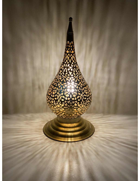Lampe de table marocaine en cuivre doré, goutte PT2
