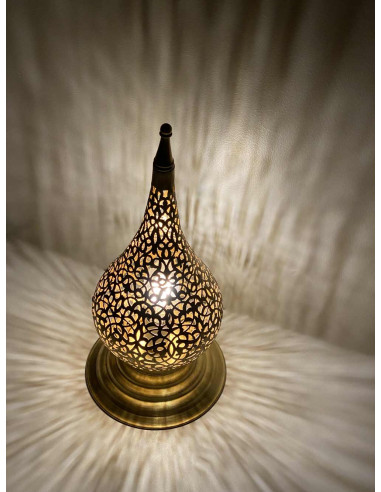Lampe de table marocaine en cuivre doré, goutte...
