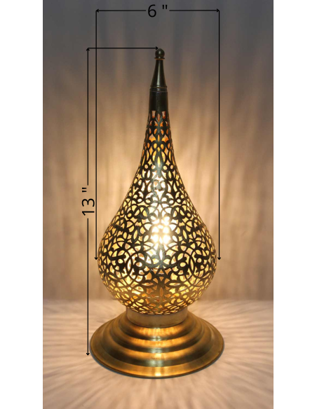 Moroccan Gold Copper Teardrop Table Lamp PT2