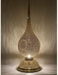 Lampe de table marocaine en cuivre doré, goutte TTG