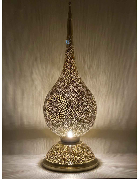 Lampe de table marocaine en cuivre doré, goutte TTG