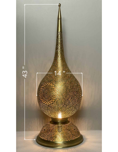 Lampe de table marocaine en cuivre doré, goutte...