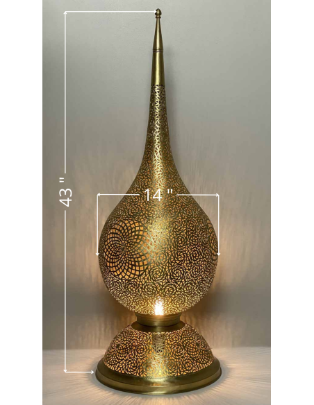 Lampe de table marocaine en cuivre doré, goutte TTG