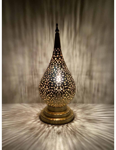 Lampe de table marocaine en cuivre doré, goutte...