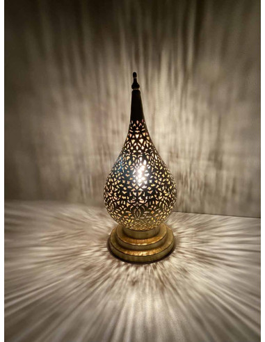 Lampe de table marocaine en cuivre doré, goutte...