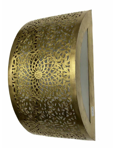 Moroccan openwork copper wall sconce,...