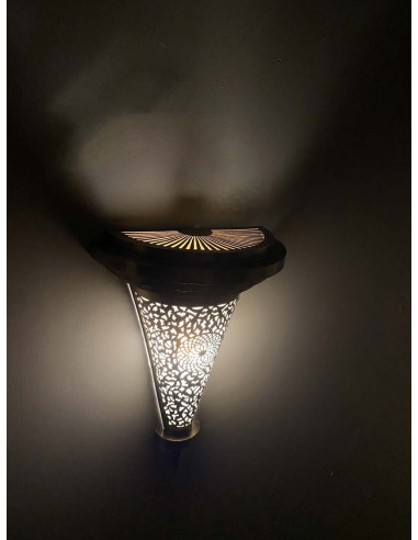 Moroccan openwork copper wall sconce, tiered cone