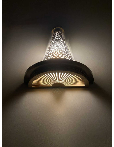 Moroccan openwork copper wall sconce, tiered cone