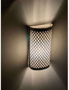 Moroccan openwork copper wall sconce, tall half-cylinder 2