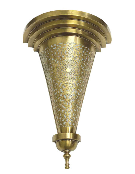 Moroccan openwork copper wall sconce, tiered cone