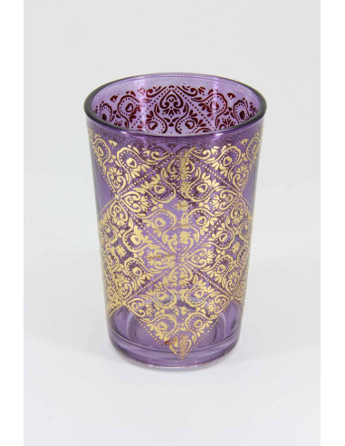 6 verres à thé marocains colorés – Losanges dorés
