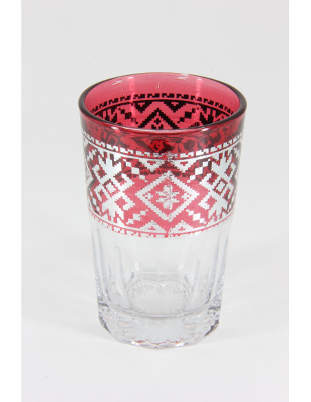 6 Moroccan Tea Glasses – Coloured Silver Band