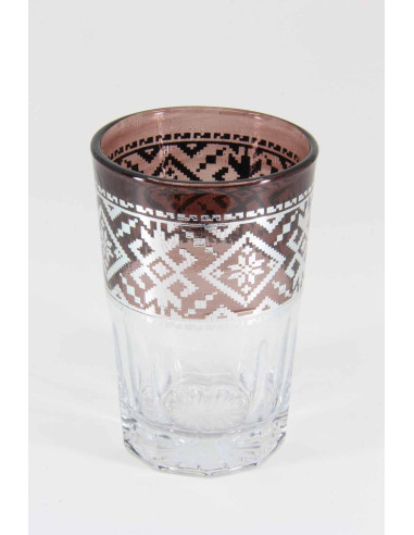 6 Moroccan Tea Glasses – Coloured Silver Band