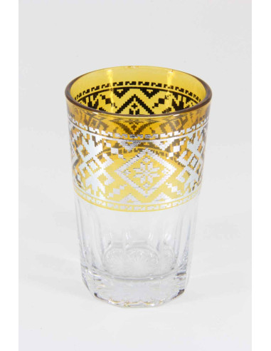 6 Moroccan Tea Glasses – Coloured Silver Band