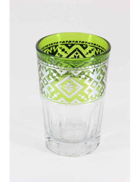 6 Moroccan Tea Glasses – Coloured Silver Band