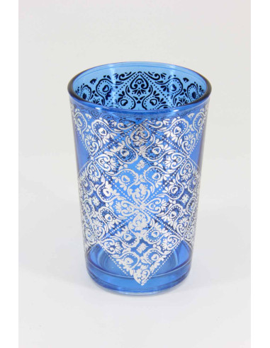 Six tea glasses with a silver pattern