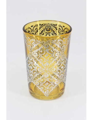 6 verres à thé marocains colorés – Motifs argentés