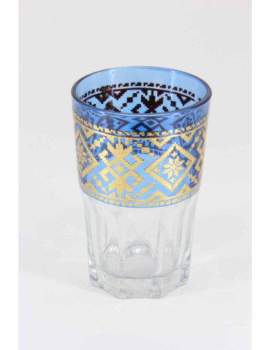 Six units of glass with a golden pattern