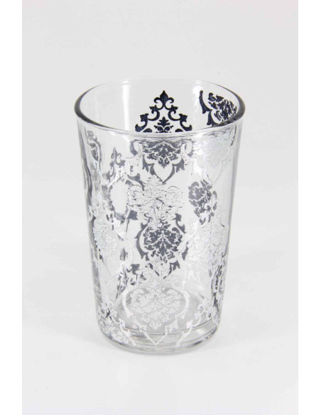Six silver tea glasses