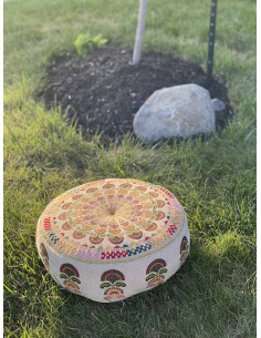Multicolour Round Embroidered Meditation Cushion 2